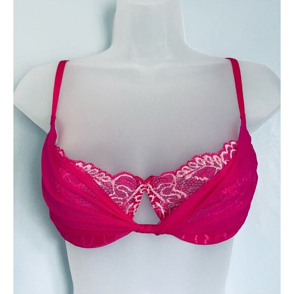 Vintage y2k NWOT Victoria's Secret Bra 34C Pink Lace - Picture 2 of 11